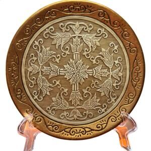 Vintage Ceramic Relief Floral Tulip Cross Decorative Plate 3D Texture Home Decor